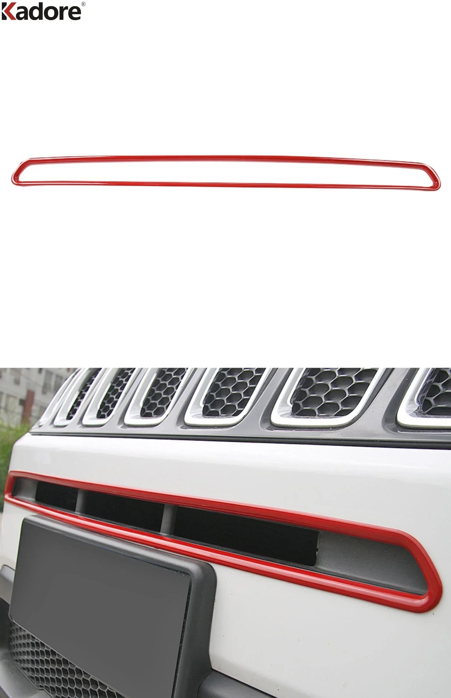 For Jeep Compass 2017 2018 2019 2020 2021 Chrome Car Front Center Grille Grill Cover Trim Racing Grills Frame Trims Accessories