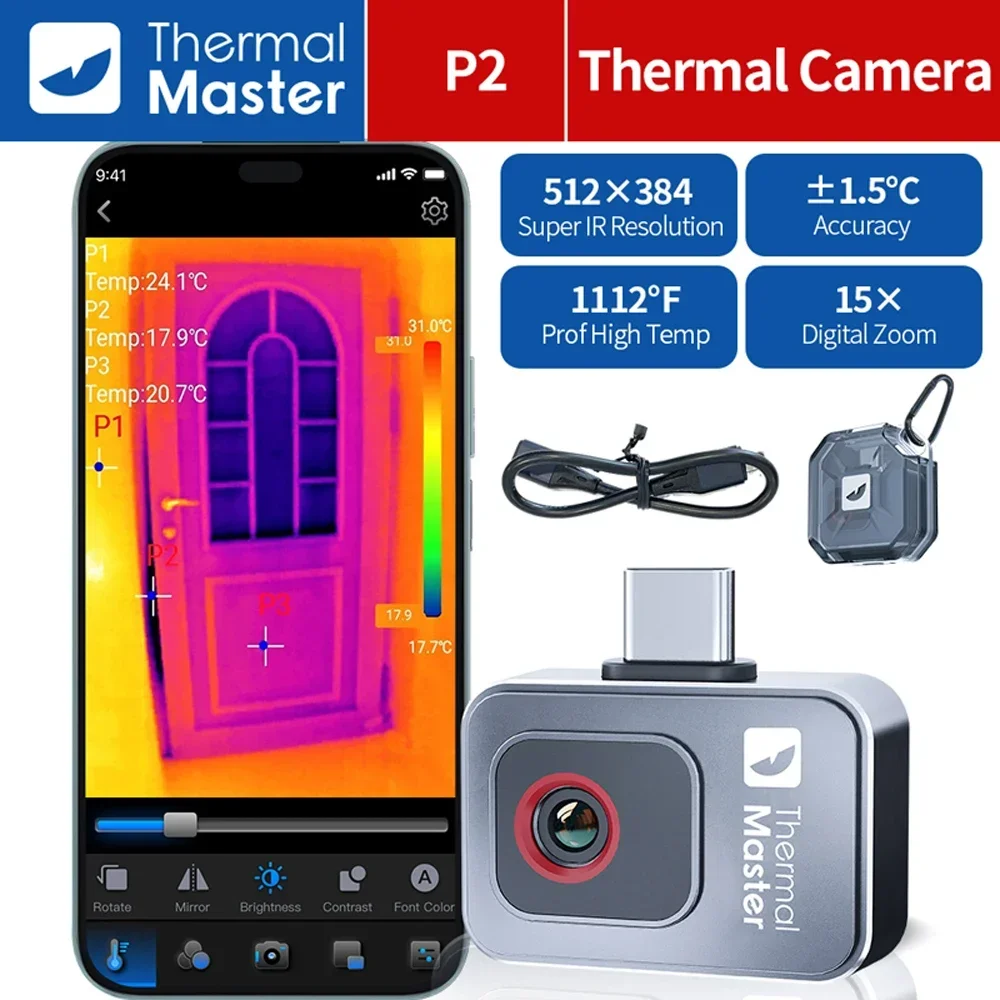 InfiRay Xinfrared P2Pro Thermal Imaging Camera Heat Detection 256 × 192 for Android Iphone 1112℉ Infrared Thermal Imager P2