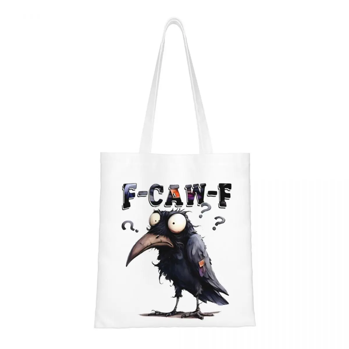 

Funny F-Caw-F Crow Meme Tote Bags Women Handbag Foldable College Shoulder Bag Printed Grocery Bag