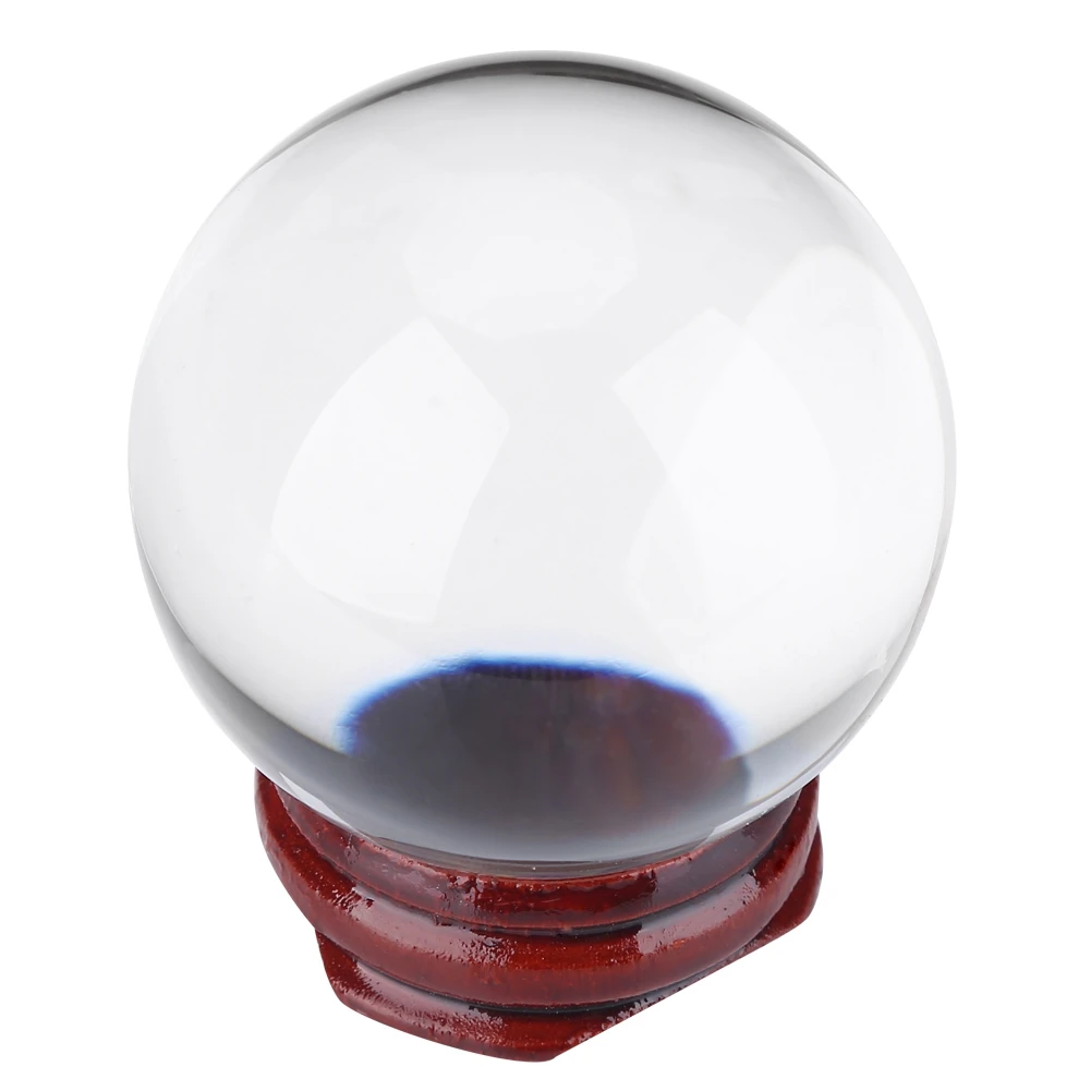 1Pcs 50MM Artificial Quartz Crystal Ball Transparent Sphere With Wooden Stand Home Room Decoration