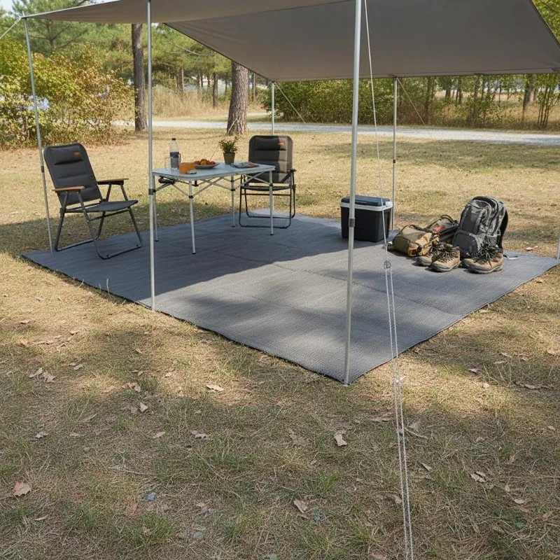 Tappeto per Tenda Antracite 250X600 CM, Tappetino Antiscivolo per Campeggio