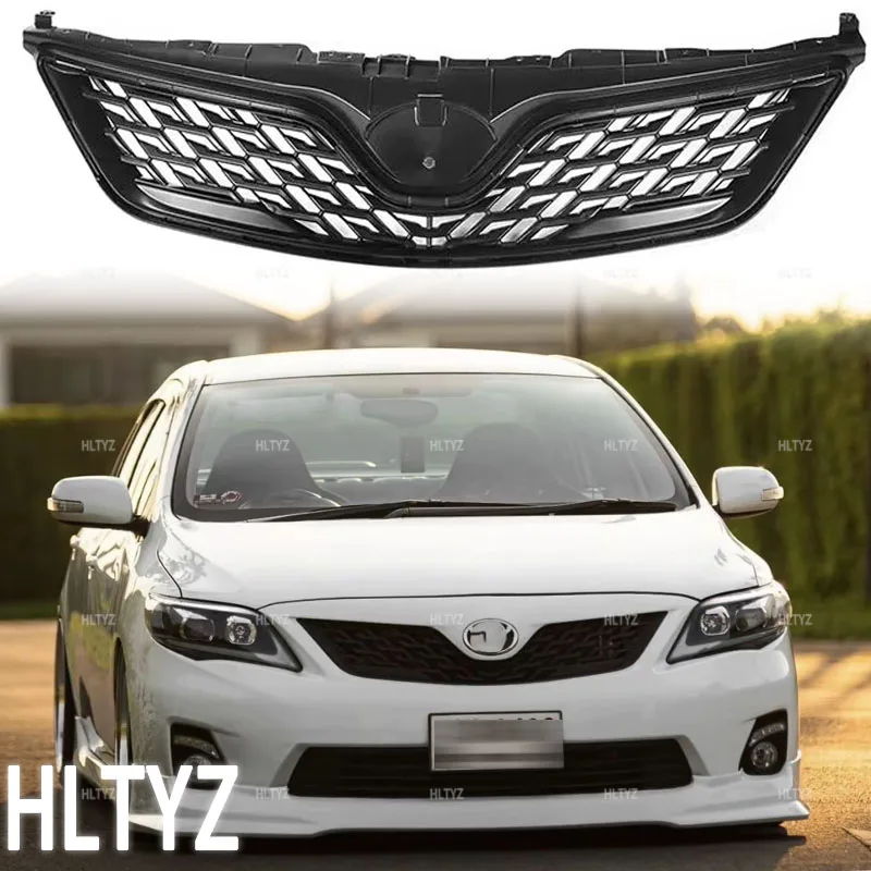 

Для Toyota Corolla 2011, 2012, 2013 годов выпуска (модели 10.5-го поколения) — черная/имитация карбона решетка радиатора и накладка на передний бампер.