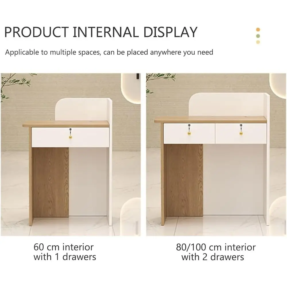 Contemporary Stone-Patterned Gray Wooden Counter for Salon Reception Area, 60x45x95cm