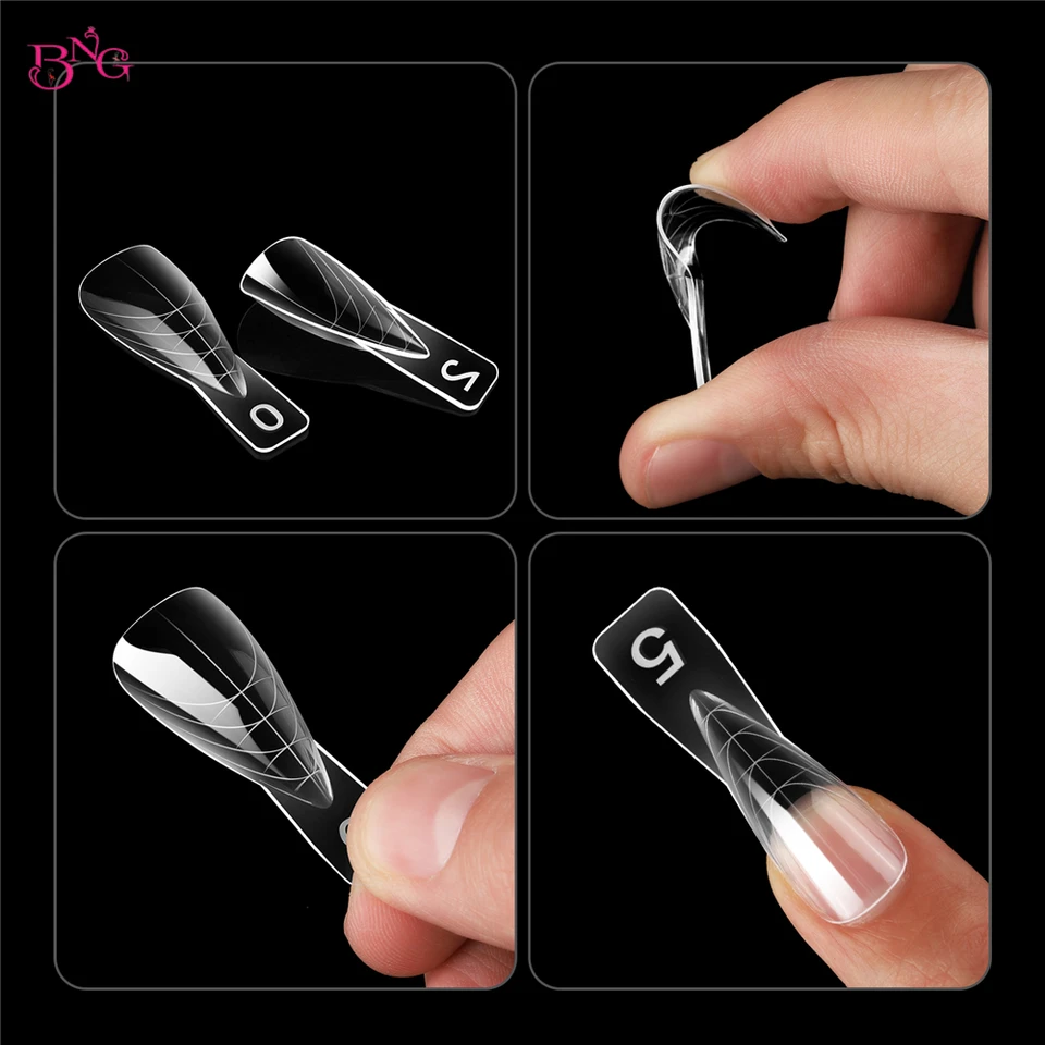 BNG 150 piezas de formas de uñas dobles para gel de extensión, moldes de uñas stiletto cortos, puntas falsas para manicura de gel, diseño de arte de uñas de salón 6