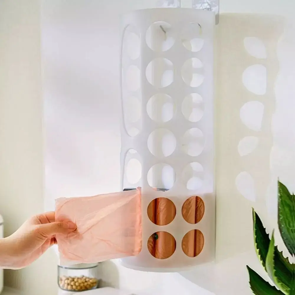 New Wall Mount Garbage Bag Storage Box Creative Foldable Grocery Storage Holder Kitchen Reused Storage Basket