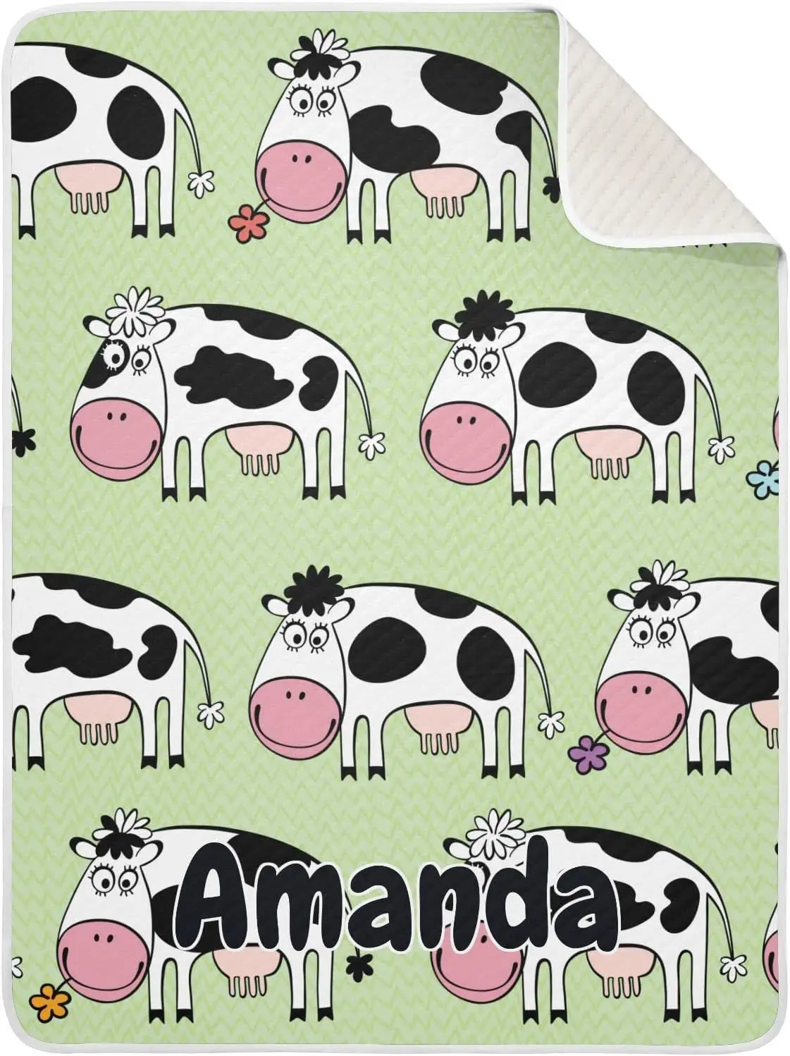 

Custom Cartoon Cute Cows Baby Blanket for Boys Girls Customized Toddler Blanket Personalized Crib Blanket