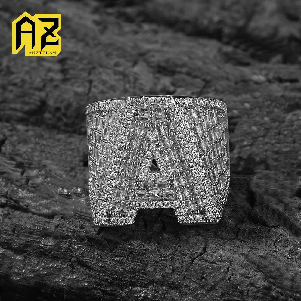 Customized Letters Ring Zircon Baguettes Ice Out For Men Women Fashion Bling Hip Hop Jewelry Free Shipping