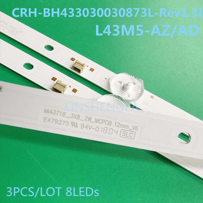 15-30PCS L43M5-AZ AD light bar CRH-BH433030030873L-Rev1.1I LCD backlight 8LEDs MI43T18_3×8_2W_MCPCB 12mm_V6 E479275