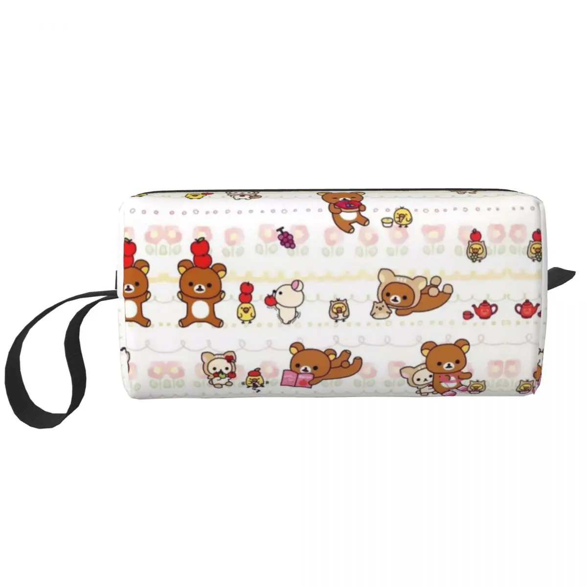 Custom Rilakkuma Toiletry Bag Women Anime Animated Characters Cosmetic Makeup Organizer Ladies Beauty Storage Dopp Kit Box