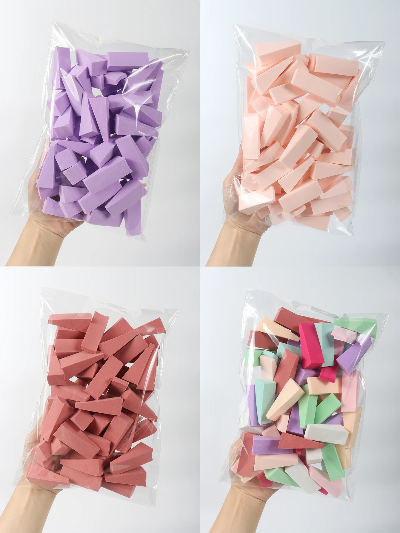 

50 штук смешанной губки для макияжа произвольного цвета, без латекса, маленькая клинообразная гладкая косметическая губка для нанесения Appl