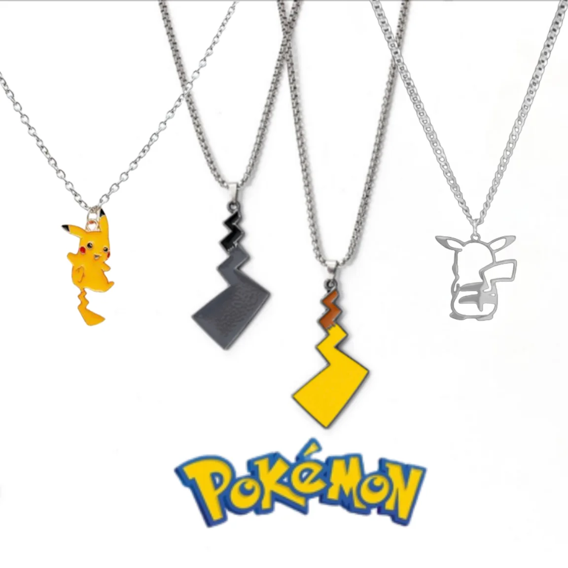 Pokemon Pikachu Ketting Anime Figuur Pikachu Titanium Stalen Metalen Ketting Hanger Voor Jongens Meisjes Cartoon Mode Accessoires