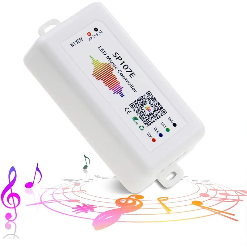 SP107E Music Sync Bluetooth App Controller for WS2811 WS2812B SK6812 Dream Color RGB IC String Strip Matrix Panel Mic/AUX Input