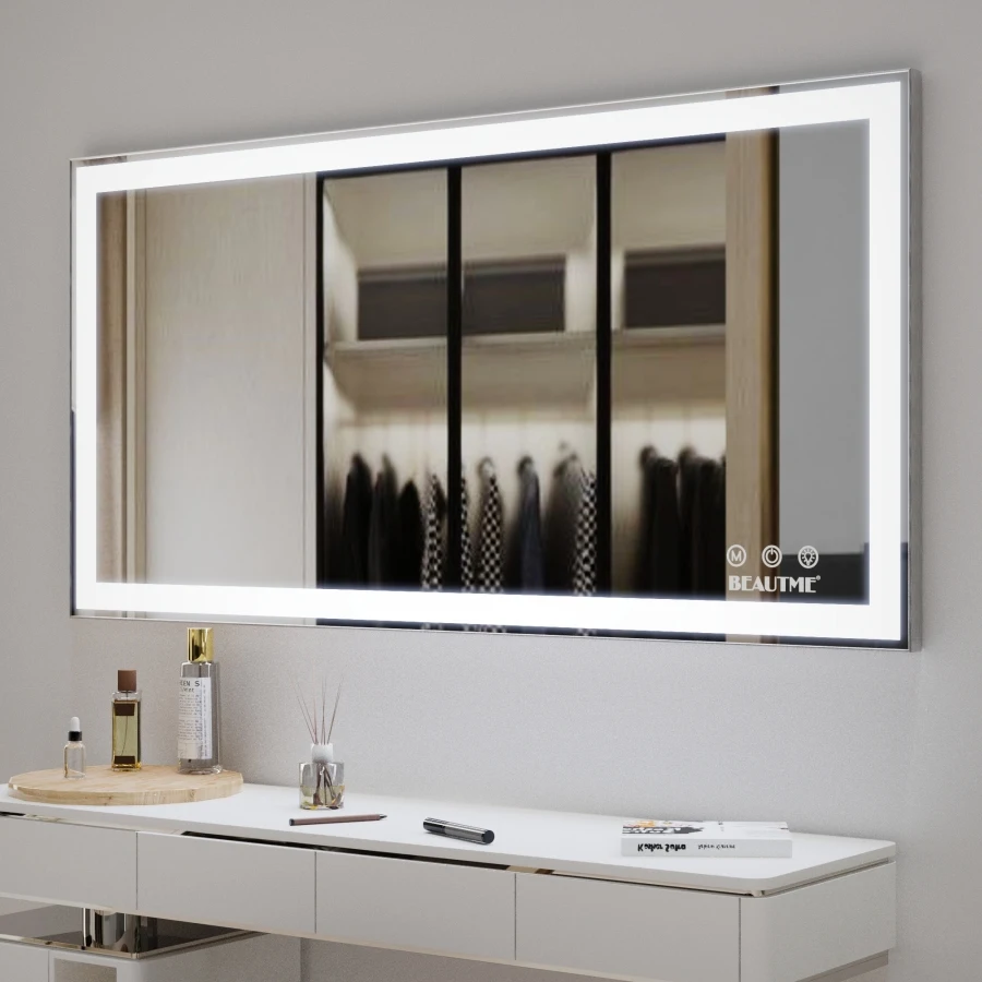 

48x24 inch LED Bathroom Vanity Mirror Wall Mounted Adjustable White/Warm/Natural Lights Anti-Fog Touch Switch with Memory Moder