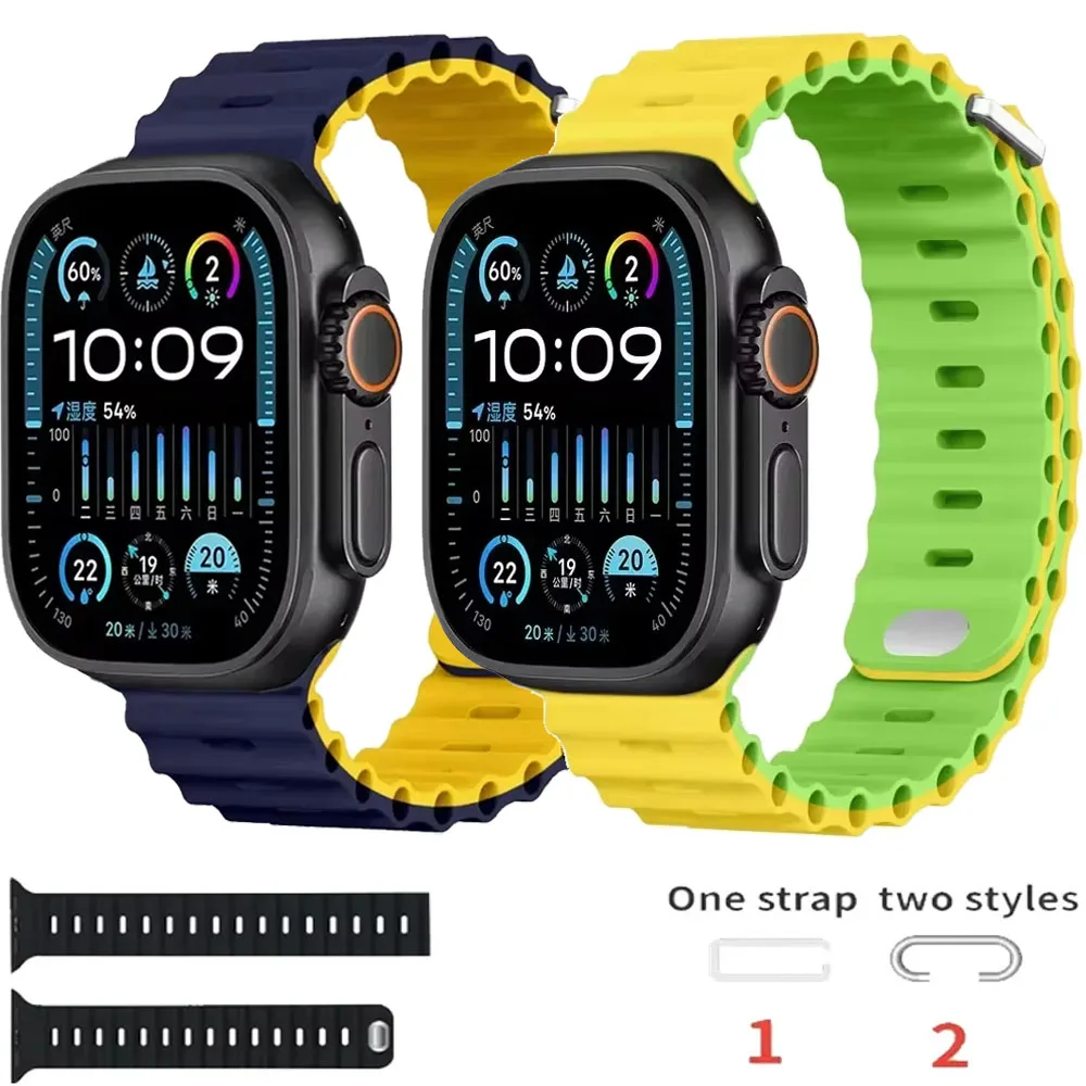 

Original 1:1 Ocean silicone strap For Apple watch Ultra2 49mm Sport Band iWatch Series 10 46/42mm 9 8 7 45/41mm 6 5 SE 44//40mm