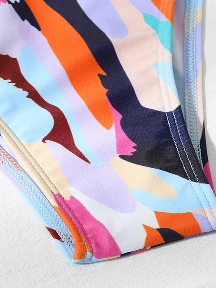 Sexy Print Lace Up Bikini 2-delige set Vrouwen Split Badpak Hoge Taille Strand Driehoek Bikini 2025 Nieuwe Zomer Badmode Bikini Set