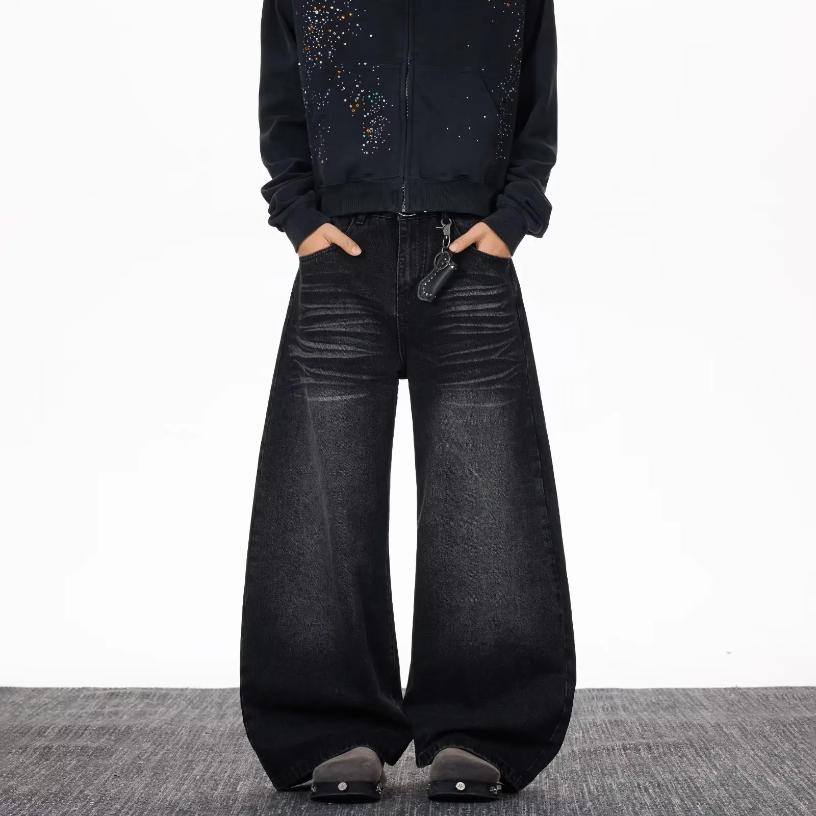 

Retro American Jeans Vintage Waed Loose Fit Men Women Cleanfit Versatile Wide Leg Long Pants Youth Trendy Jeans