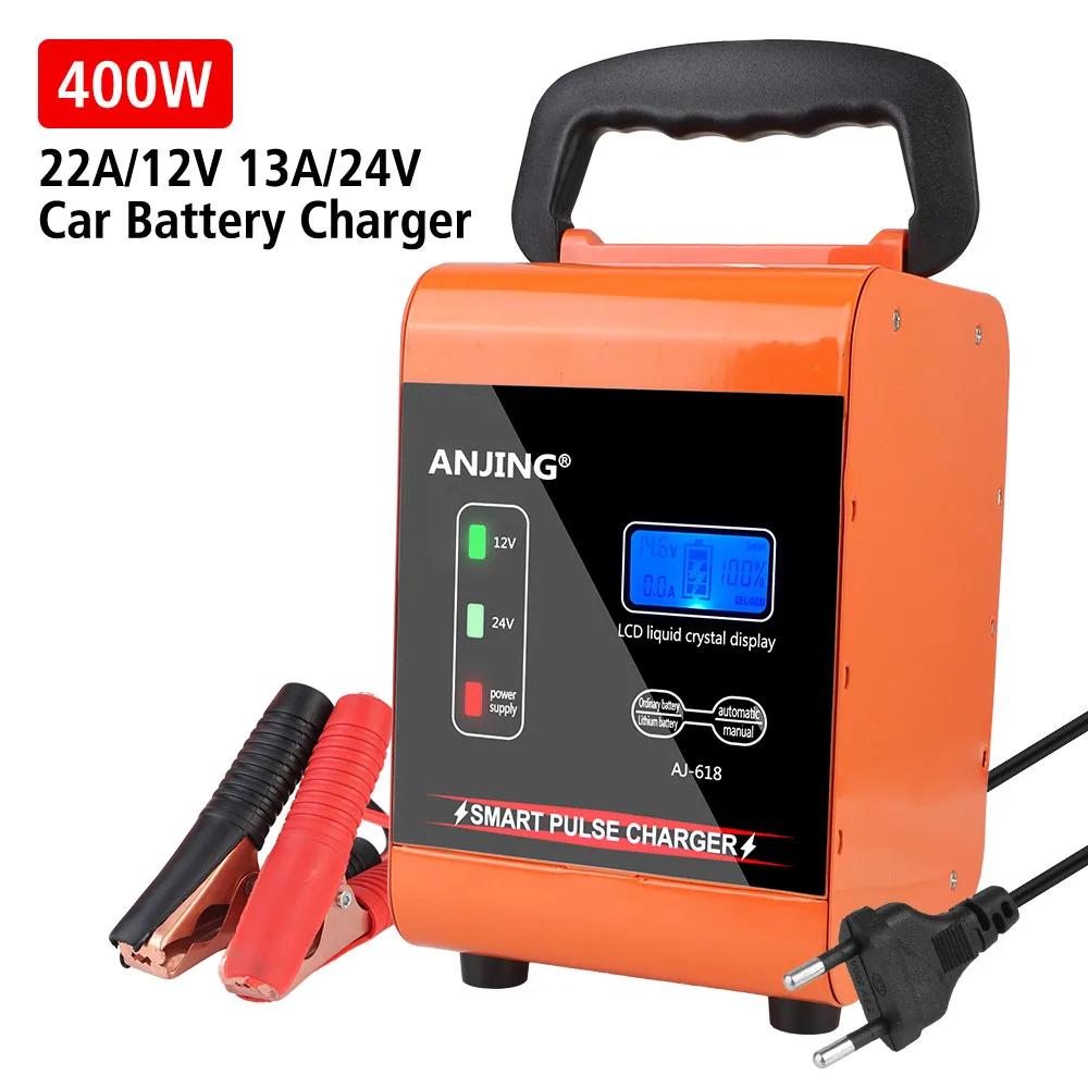 

LED Display 400W Powerful Smart Car Battery Charger Pulse Repair Battery Charging 12V 24V For Motorcycle SUV Truck Car Battery