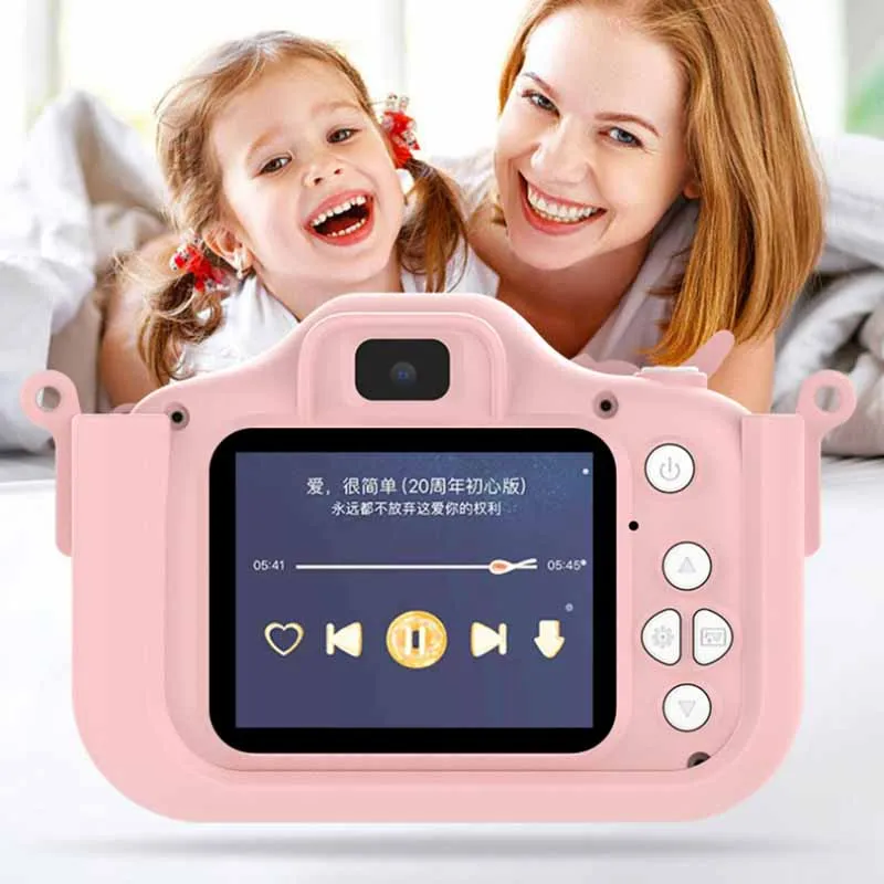 Kids Mini Camera Cartoon Unicorn Toys For Girls Boys Birthday Gifts 4800W HD Dual Camera With 32G SD Card Record Life Camera