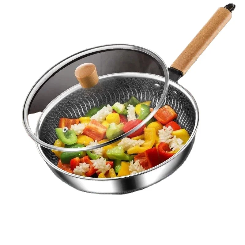 316L Stainless Steel Honeycomb Non-stick Frying Pan Pan Pancake Fried Egg Steak Induction Cooker for Household Frying Pan