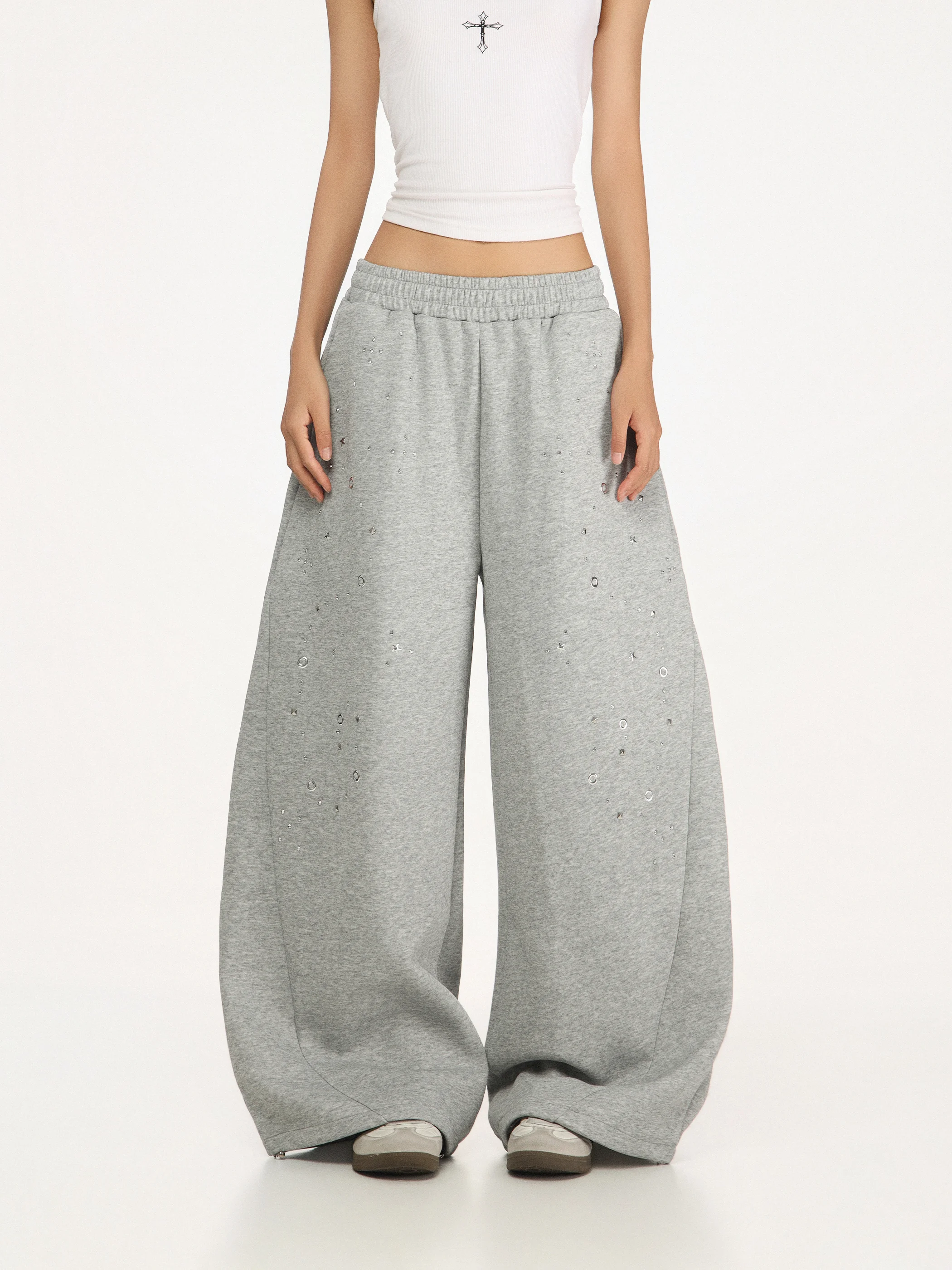 

Retro American Beer Captain C Loose Fit Glitter Waist Sports Pants Women's Wide Leg Sweatpants Casual Straight Leg Trousers