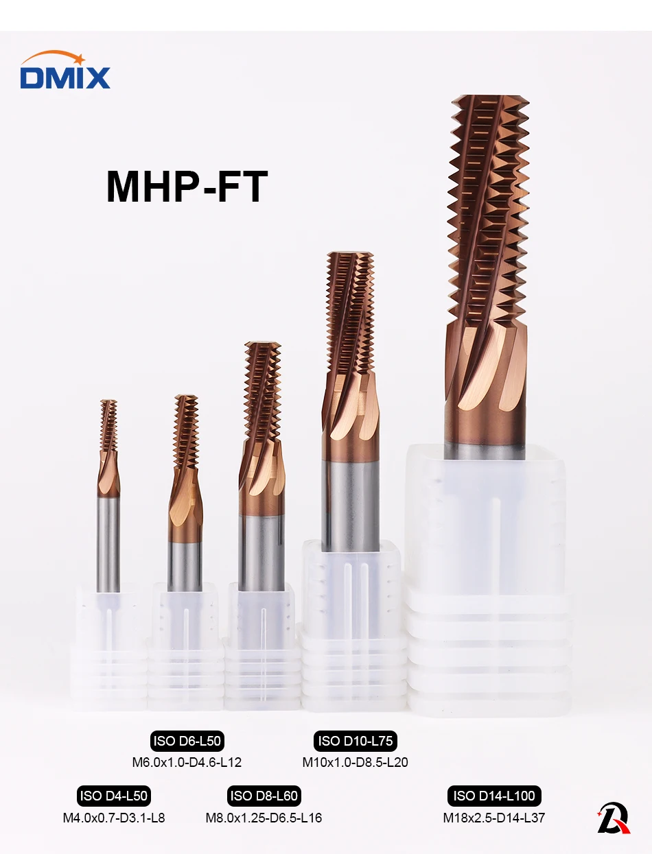 DMIX Vollgewindefräser mit Hartmetallbeschichtung Vollgewinde MHP MAL M3 M4 M5 M8 M10 M12 M14 M16 – Detail 2