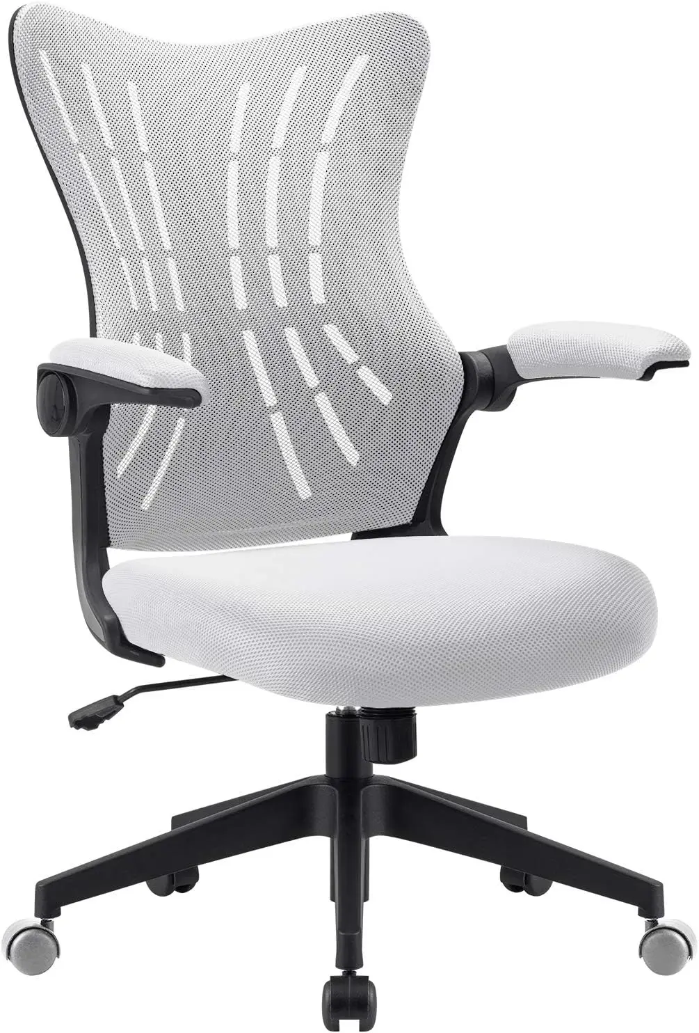 

Office Desk Chair with Flip Up Arms, Mesh Mid Back Computer Chair Swivel Task Chair with Ergonomic Lumbar Support (White)