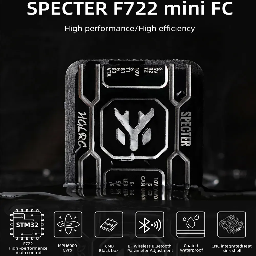 

Мини-Контроллер полета HGLRC SPECTER F722 MPU6000 OSD BARO 16 Мб DUAL BEC 20x20 мм 2-6S для FPV беспилотных летательных аппаратов