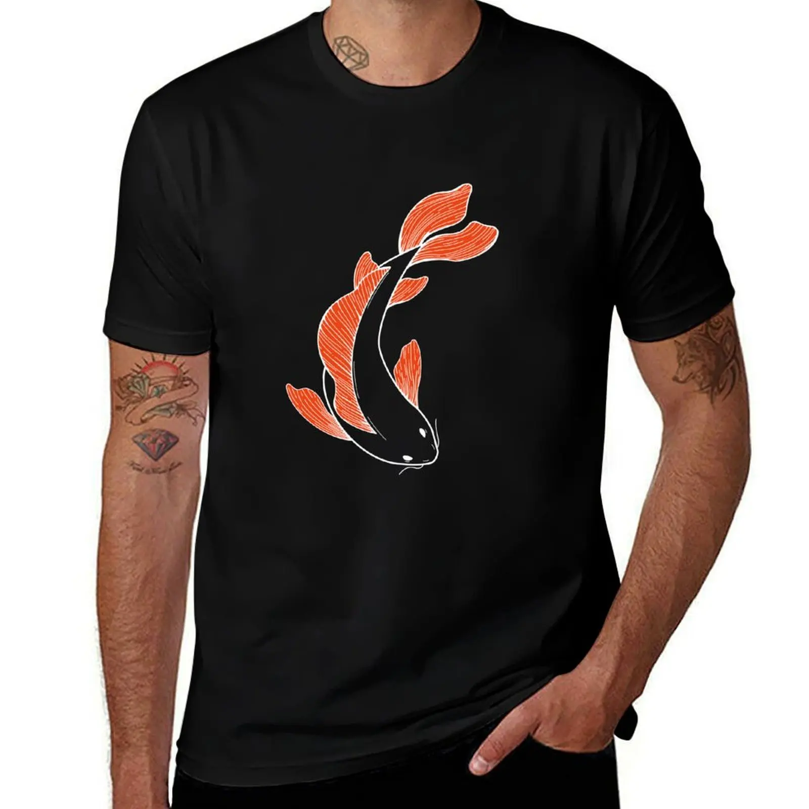 

koi fish pattern T-Shirt t shirt custom print t shirt men 100% cotton luxury brand T-Shirt