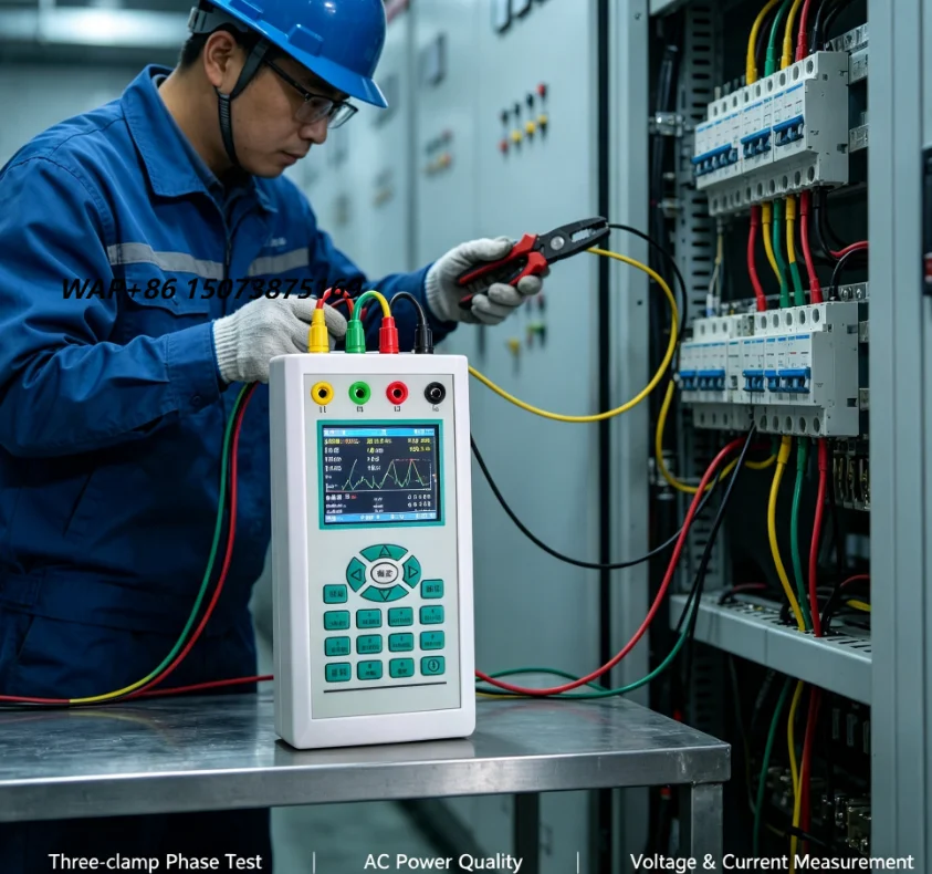 Portable Multifunctional Threeclamp Digital Phase Voltmeter and Ammeter for Power Quality Testing of AC Circuits