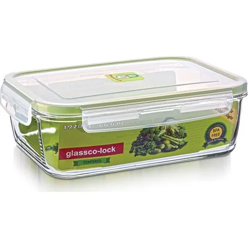 Glassco-Lock Tempered Ziplock Storage Container Square 1.970 Cc