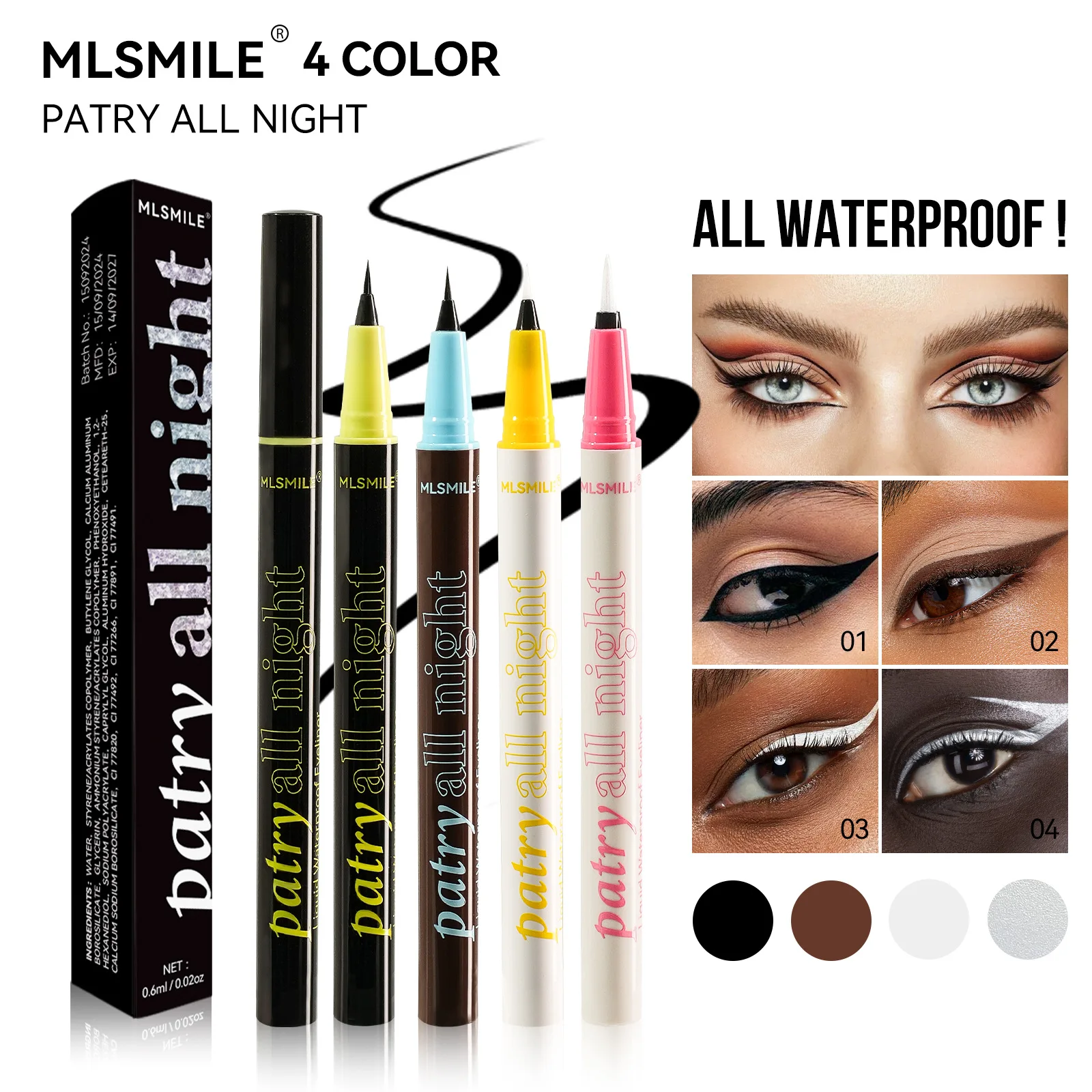 4 Color 0.01mm Ultra-fine Liquid Eyeliner Pencil Professional Waterproof And Sweat-proof Long-lasting Hard-tipped Gel Eyeliner