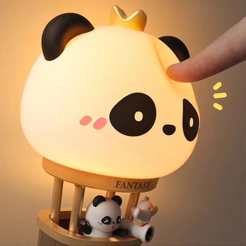 뜨거운 공기 풍선 Sillicone 귀여운 크리 에이 티브 만화 LED 야간 조명 USB 충전 어린이 침실 장식 램프 3 레벨