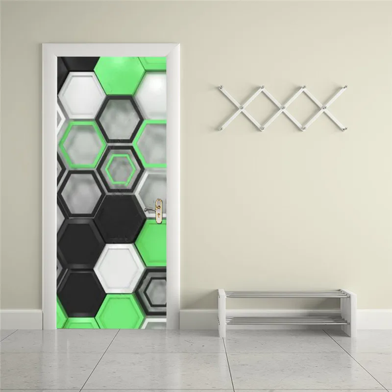 PVC Modern geometry 3D stereoscopico porta sticker decorazione della casa porta wall sticker murale portico 3D wallpaper poster