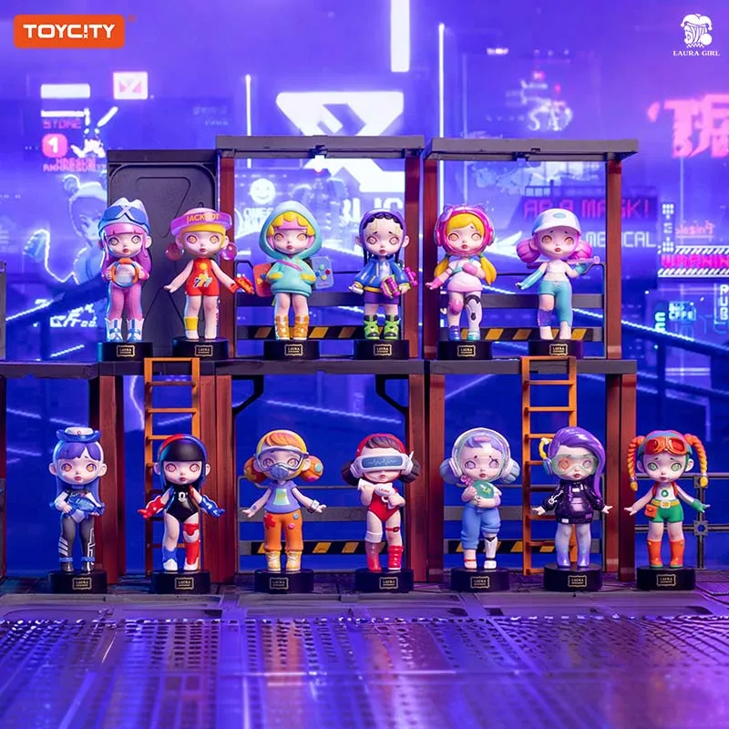 Toycity "Cyberpunk" لطيف لورا الأصلي الكرتون صندوق أعمى اللعب عمل الشكل جمع صندوق غامض الأطفال هدايا عيد الميلاد