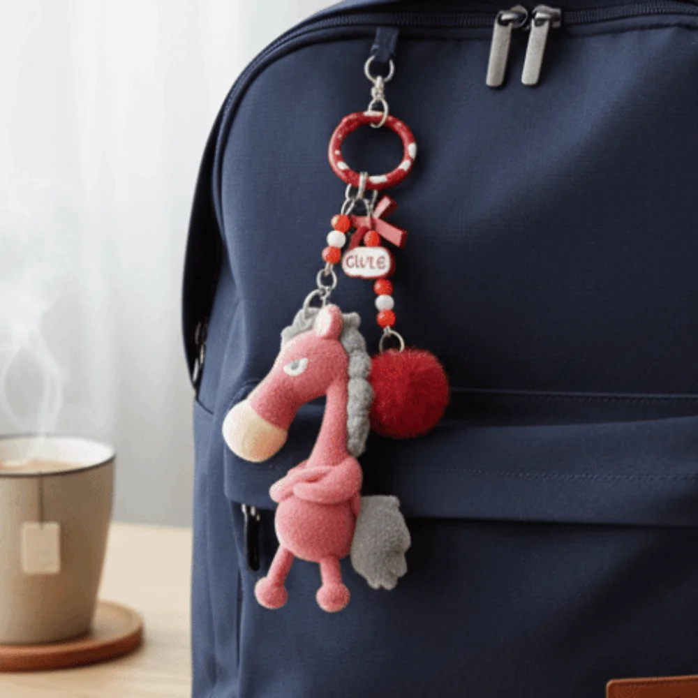 Elegant Jaar van het Paard Sleutelhanger Schattig Chinees Nieuwjaar Zodiac Hanger Dierlijke Mascotte Pony Bag Charm Decoratie