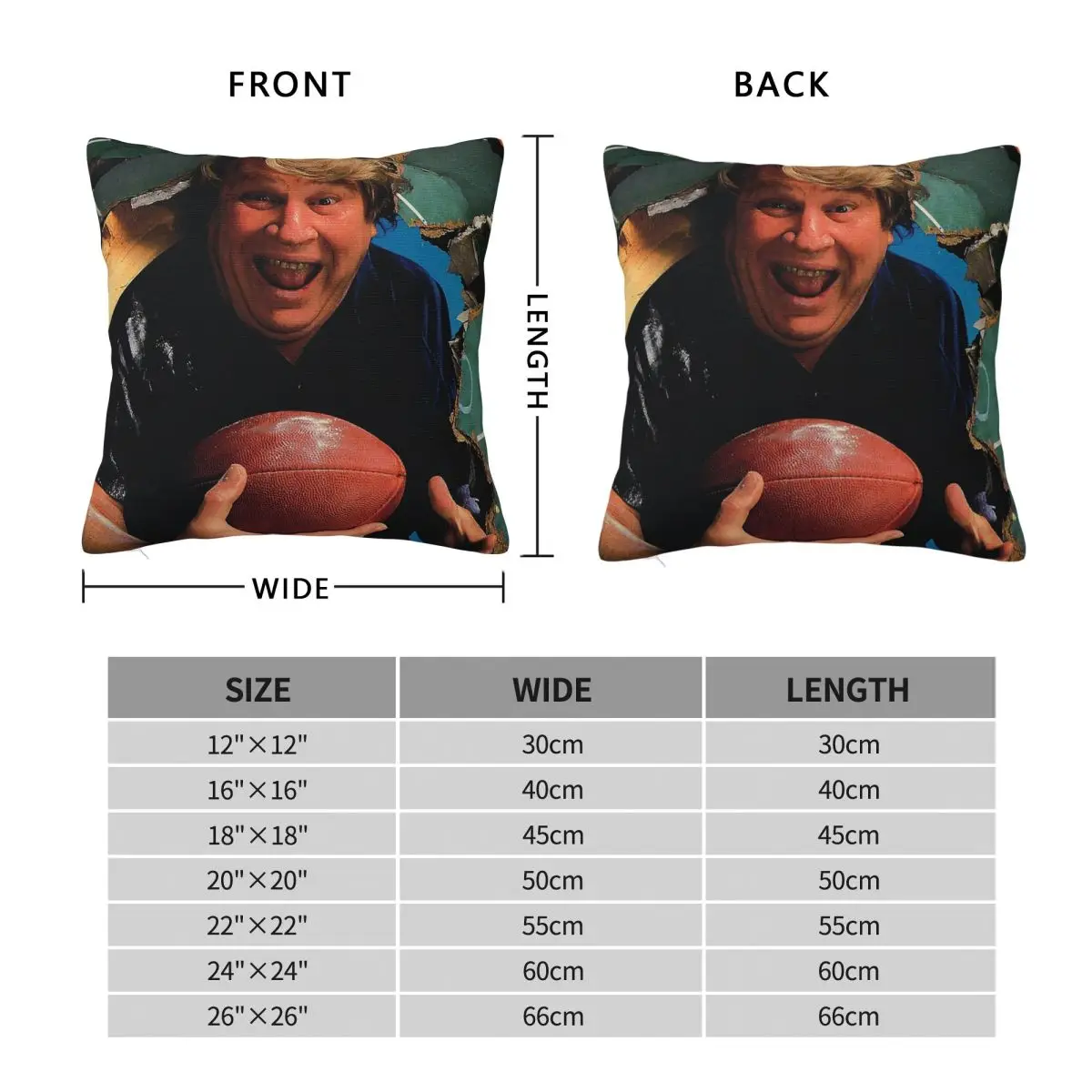 John Madden Football Square Pillowcase Polyester Linen Velvet Pattern Zip Decor Home Cushion Cover