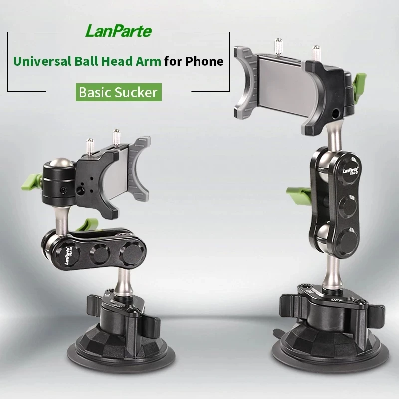 Lanparte Vehicle-Mounted Ball Head Arm Friction Clamp for Mobile Cell Phone Driving Video