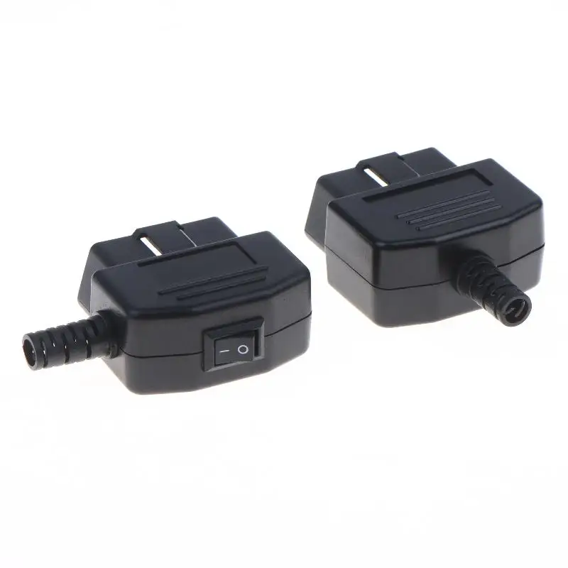 OBD2 16 Pin Male Connector Cable Plug With ON OFF Switch Durable Shell Adapter For Auto Electronic Equipment DIY Repair