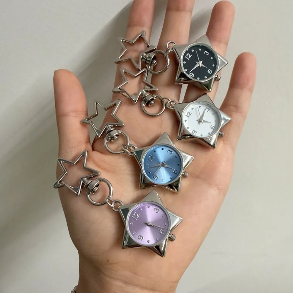 New Metal Pocket Watch Pendant Secure Spring Clip Vintage Star Shaped Keychain Keychain Decoration Bag