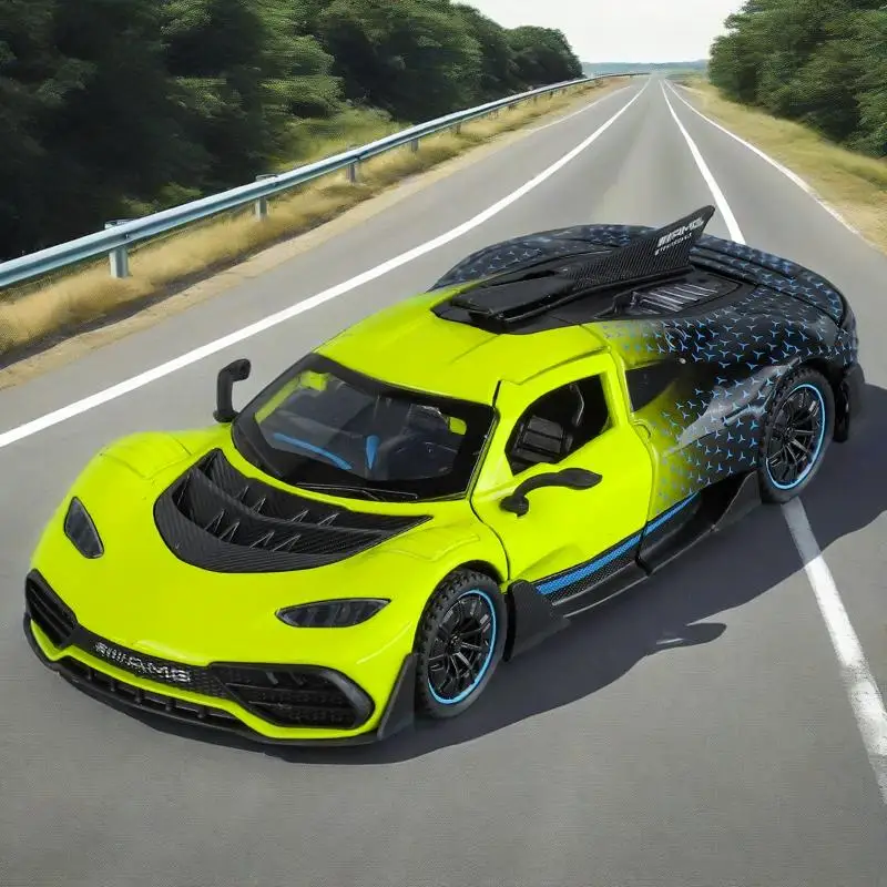 

1:32 Mercedes-Benz AMG ONE Суперкар из сплава, модель автомобиля, игрушечный автомобиль, литье под давлением металла, звуковой и световой автомобиль, игрушки для детей, автомобиль