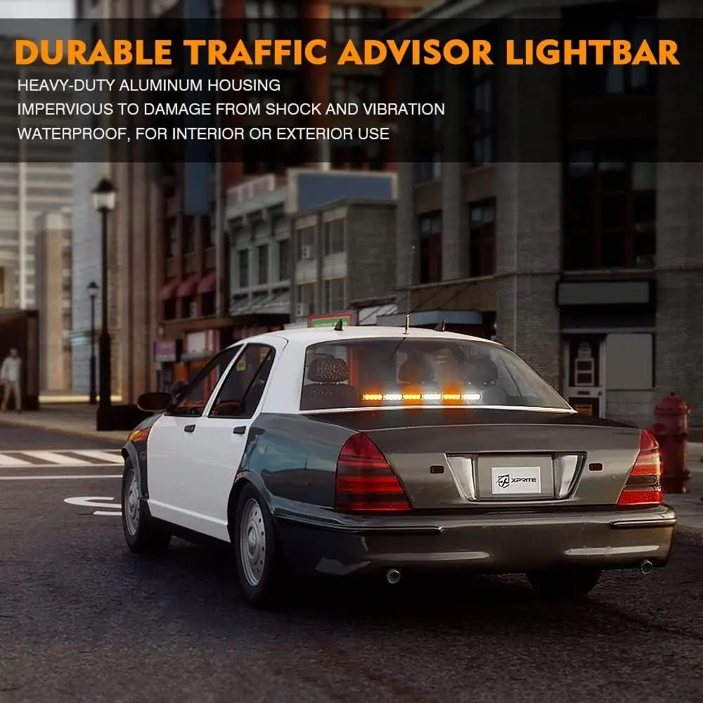 شريط إضاءة ستروب للطوارئ LED كهرماني مكون من 21 نمطًا مع طاقة ولاعة السجائر للسيارات والشاحنات وسيارات الدفع الرباعي والمركبات ATV، حامل كأس الشفط #4