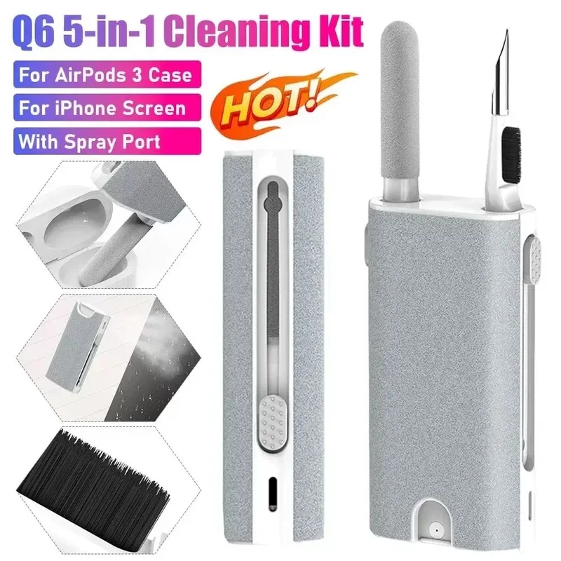 5 in 1 Earphone Cleaner Brush Kit Camera Phone Tablet Laptop TV Screen Cleaning Tools Headset Cleaning Pen For Airpod Pro 3 2 1