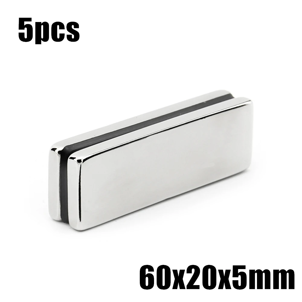 

5pcs 60x20x5mm Super Powerful Strong Rare Earth Block NdFeB Magnet Neodymium N35 Magnets 60*20*5mm