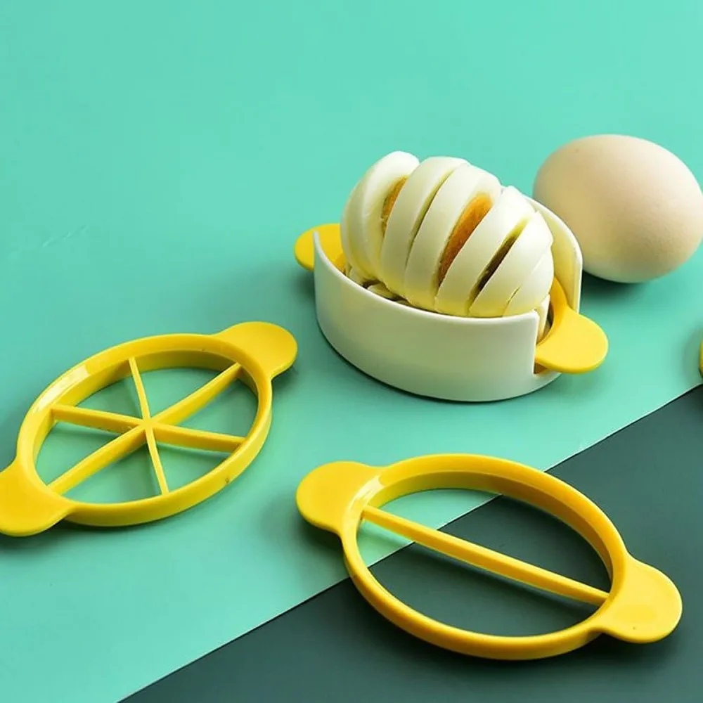 3 Pack 3-in-1 Multi Purpose Egg Slicer Cutter, Hard Boiled Egg Dicer Wedge Slicing Tool, Handheld Plastic Egg Chopper for Breakfast Salad Garnish Home Kitchen Housewarming Gift