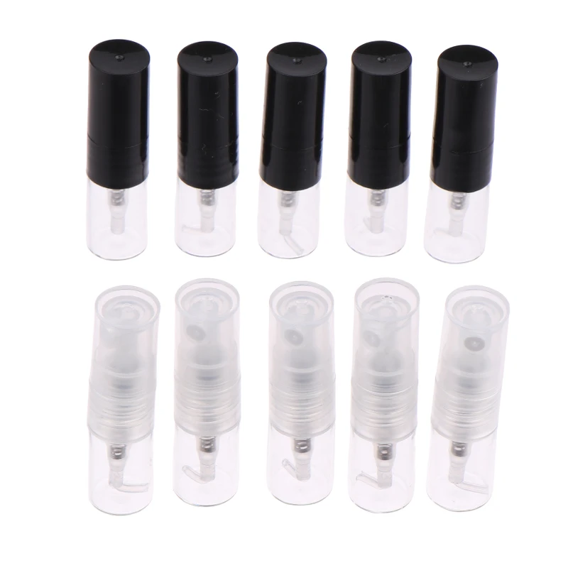 5pcs  High Quality 1ML Portable Plastic Perfume Spray Refillable Bottle Direct Pumping Sample Dispenser Fine Spray Press