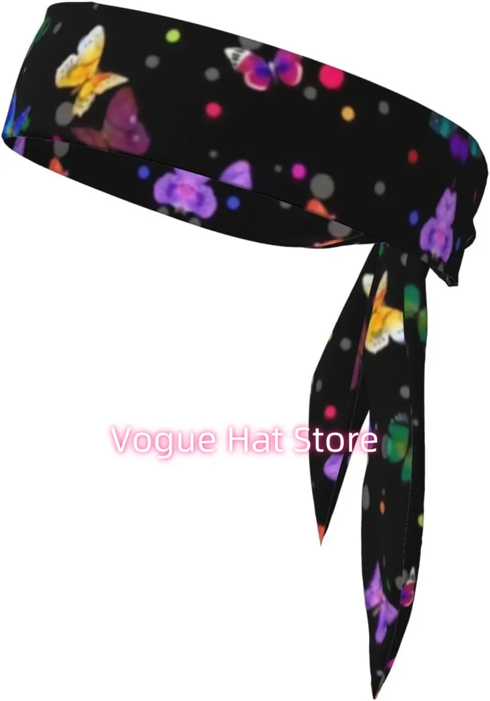 

Starry Butterfly Plaid Tie Sweatband Headband Men Women Elastic Bandana Adjustable Non-Slip Moisture Wicking for Running