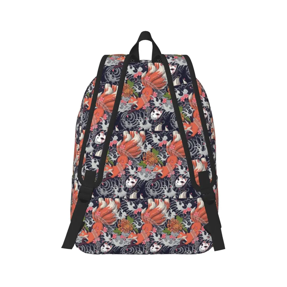 Kitsune Nine Tailed Fox Seamless Pattern Backpack Daypack Large Capacity Kids BookBag School Bag Shoulder Bags for Men Women
