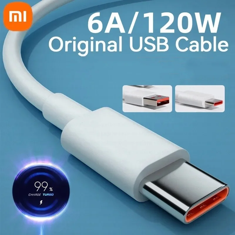 Xiaomi 6A USB Type C Cable Charger 120W Turbo Tipo Fast Charging for Redmi 13 12 11 10 Pro Ultra Poco X3 Redmi Note K70 6050 40