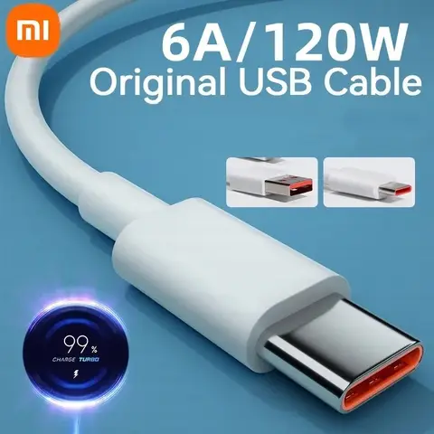 Xiaomi 6A USB Type C Cable Charger 120W Turbo Tipo Fast Charging For Redmi 13 12 11 10 Pro Ultra Poco X3 Redmi Note K70 6050 40