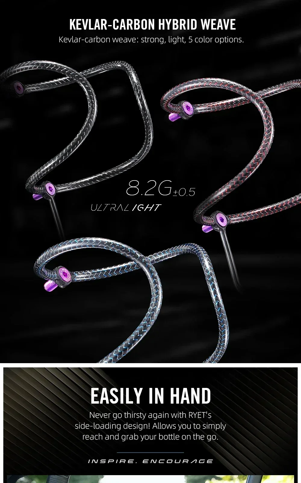 RYET 5,8g/8,2g Handgefertigter Rohkarbon-Fahrradflaschenhalter Ultraleichter HM-Kohlefaser mit Titanschraube Rennrad MTB Zubehör – Detail 7